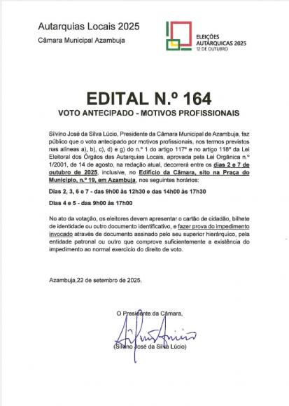 Voto Antecipado - Motivos Profissionais Voto Antecipado - Motivos Profissionais