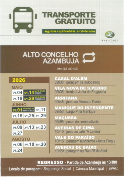 Transporte gratuito para Azambuja