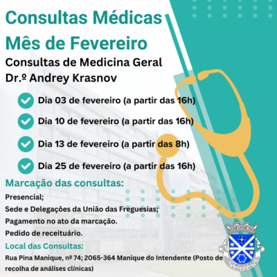 Consultas M&eacute;dicas Para o m&ecirc;s de fevereiro com o Dr&ordm; Andrey Krasnov.