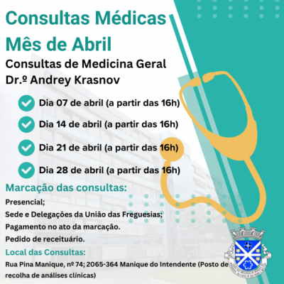 Consultas para o Dr. Andrey Krasnov no m&ecirc;s de abril.