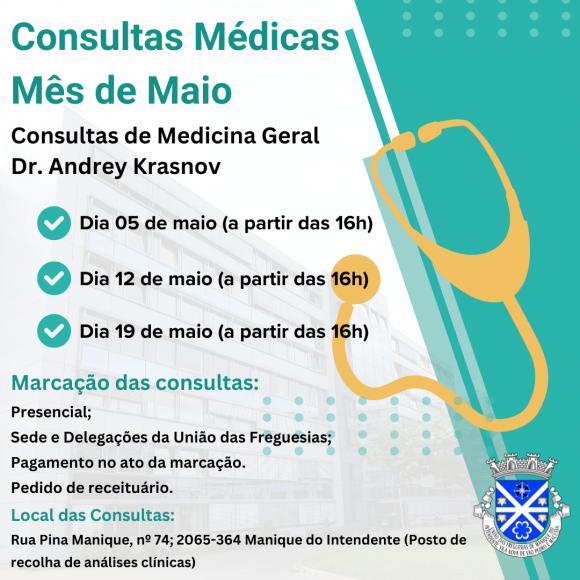 Consultas para o Dr. Andrey Krasnov no m&ecirc;s de maio