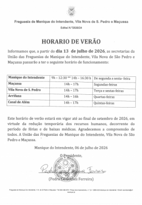 Hor&aacute;rio de Ver&atilde;o